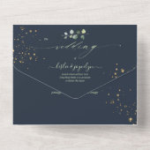 PixDezines Rustic H2 Green Gold Eucalyptus Navy All In One Einladung (Rückseite)