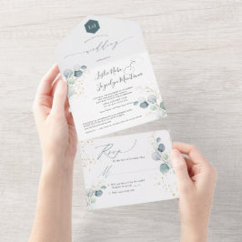 PixDezines Rustic Watercolor Blue Gum Eucalyptus A All In One Einladung