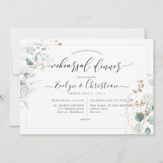 PixDezines Rustic Watercolor Gum Eucalyptus Invit Einladung (Vorderseite)