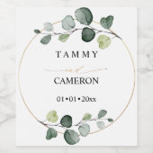 PixDezines Rustikale Aquarellgrüne Eukalyptus Weinetikett (Einzelnes Label)