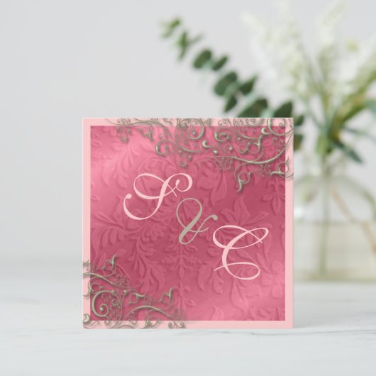 PixDezines rustikale Wirbel/Imitat Silber Einladung (Stehend Vorderseite)