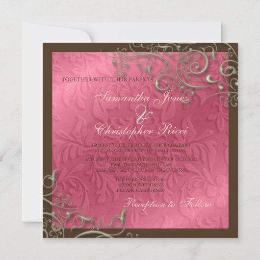 PixDezines rustikale Wirbel/Imitat Silber Einladung (Rückseite)