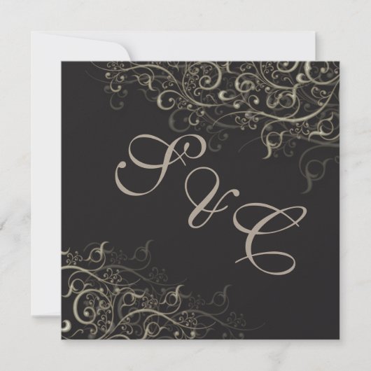 PixDezines rustikale Wirbel/Imitat Silber Einladung (Vorderseite)