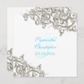 PixDezines rustikale Wirbel/Imitat Silber Einladung (Vorne/Hinten)