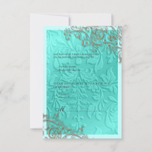 PixDezines rustikale Wirbel/Imitate silber RSVP Karte (Rückseite)