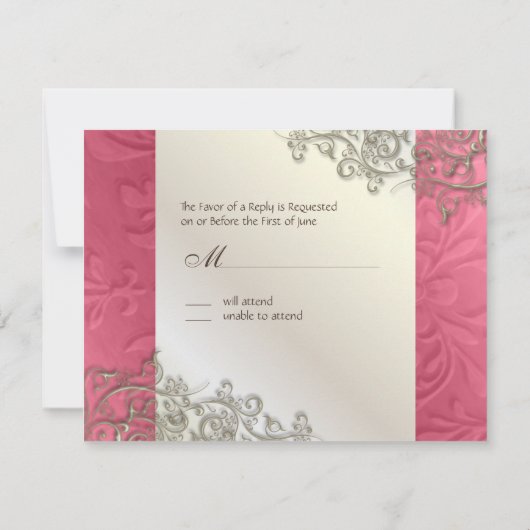 PixDezines rustikale Wirbel/Imitate silber RSVP Karte (Rückseite)