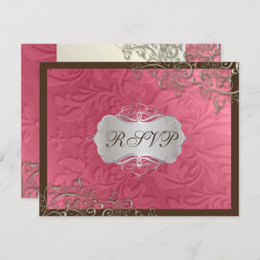 PixDezines rustikale Wirbel/Imitate silber RSVP Karte (Vorne/Hinten)