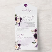 PixDezines Rustikaler Dunkler Lila H2-Rose Peonies All In One Einladung (Innen Boden)