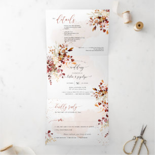 PixDezines Rustikaler Herbst Eukalyptus Dreifach Gefaltete Einladung