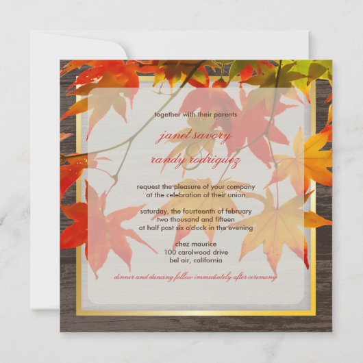 PixDezines rustikales Ahorn-Blätter/Herbstereignis Einladung (Rückseite)