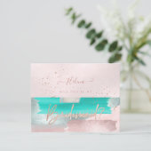 PixDezines Sage Blush+Aqua wird Sie .. Bridesmaid Einladung (Stehend Vorderseite)