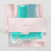 PixDezines Sage Blush+Aqua wird Sie .. Bridesmaid Einladung (Vorne/Hinten)
