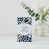 PixDezines Sassy cheetah print/blau+schwarz Visitenkarte (Stehend Vorderseite)
