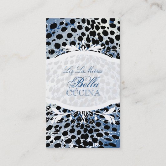 PixDezines Sassy cheetah print/blau+schwarz Visitenkarte (Vorderseite)