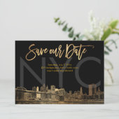 PixDezines/Save Date/Faux Gold/NYC Ankündigung (Stehend Vorderseite)