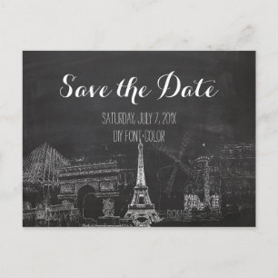 PixDezines/Save Date/Kreidetafel/Paris Skizziert Ankündigungspostkarte