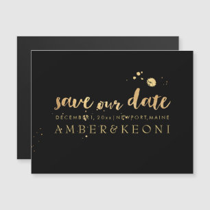 PixDezines Save Our Date/Stylish Gold Schrift Magneteinladung