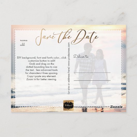 PixDezines Save the Date/Cool Handgeschriebenes Sk Postkarte (Rückseite)