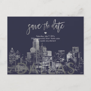PixDezines/Save the Date Dallas Skyline/Imitats Si Ankündigungspostkarte