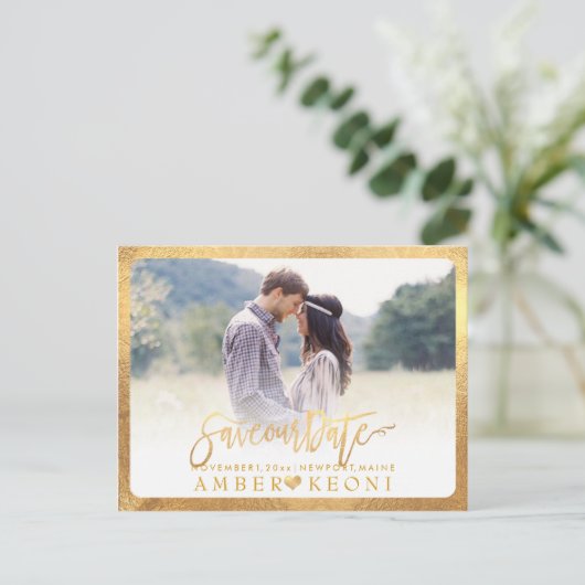 PixDezines Save the Date/Extravagant Ankündigungspostkarte (Stehend Vorderseite)