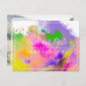 PixDezines SAVE THE DATE/FARBE LAUFEN/RAINBOW Ankündigungspostkarte (Vorne/Hinten)