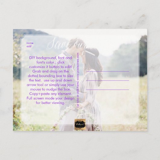 PixDezines SAVE THE DATE/FARBE LAUFEN/RAINBOW Ankündigungspostkarte (Rückseite)