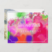 PixDezines SAVE THE DATE/FARBE LAUFEN/RAINBOW Ankündigungspostkarte (Vorne/Hinten)