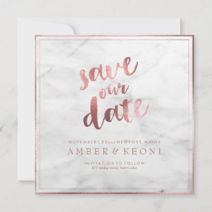 PixDezines Save the Date Faux-Roségold + Marmor