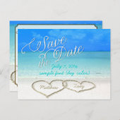 PixDezines/Save the Date/Herz/Sand Ankündigungspostkarte (Vorne/Hinten)