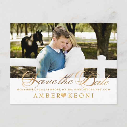 PixDezines Save the Date/Imitate Gold/Extravagante Ankündigungspostkarte (Vorderseite)