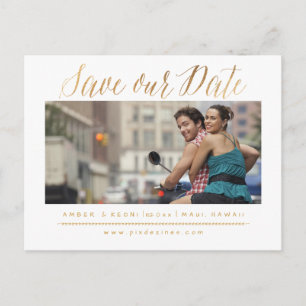 PixDezines Save the Date/Imitate Modernes Drehbuch Ankündigungspostkarte