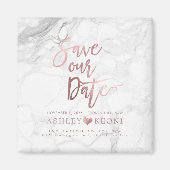 PixDezines Save the Date/Imitate Rose Gold+Marmor Magnet (Vorne)