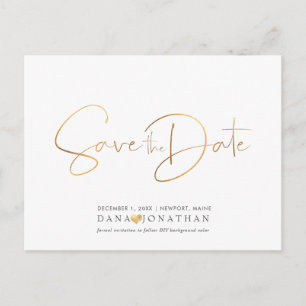 PixDezines Save the Date/irisierendes Goldskript Postkarte