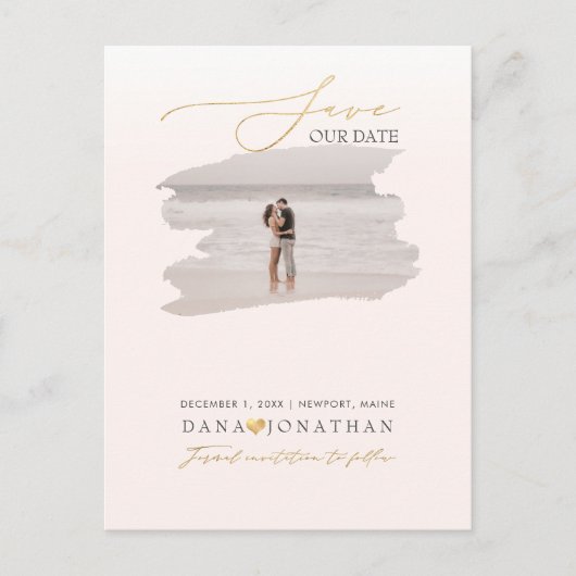 PixDezines Save the Date Luxe Script DIY Farbe Postkarte (Vorderseite)