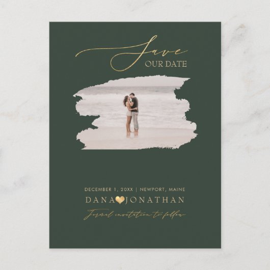 PixDezines Save the Date Luxe Script DIY Farbe Postkarte (Vorderseite)