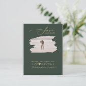 PixDezines Save the Date Luxe Script DIY Farbe Postkarte (Stehend Vorderseite)