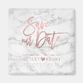 PixDezines Save the Date/Marmor Imitate Rose Gold Magnet (Vorne)