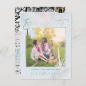 PixDezines Save the Date/Palmen/Platinum+Aqua Ankündigungspostkarte (Vorne/Hinten)