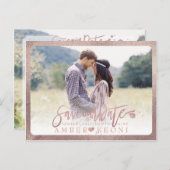 PixDezines Save the Date/Pinselskript Ankündigungspostkarte (Vorne/Hinten)