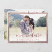 PixDezines Save the Date/Pinselskript Ankündigungspostkarte (Vorne/Hinten)