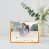 PixDezines Save the Date/Pinselskript Ankündigungspostkarte (Stehend Vorderseite)