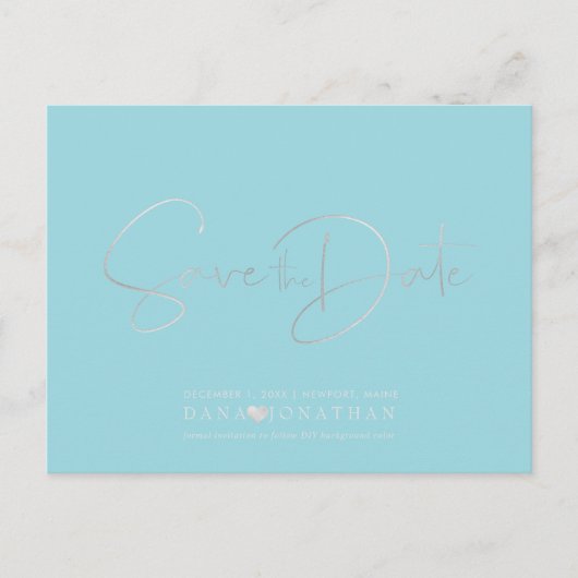 PixDezines Save the Date/Platinum+Aqua Postkarte (Vorderseite)