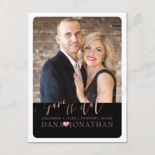 PixDezines Save the Date/Rose Gold/Cooles Script Postkarte