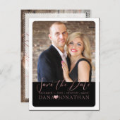 PixDezines Save the Date/Rose Gold/Cooles Script Postkarte (Vorne/Hinten)