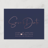 PixDezines Save the Date/Rose Gold Script Postkarte (Vorderseite)