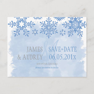 PixDezines/Save the Date/Schneeflocken Ankündigungspostkarte