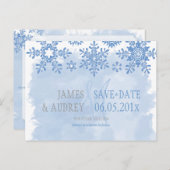 PixDezines/Save the Date/Schneeflocken Ankündigungspostkarte (Vorne/Hinten)