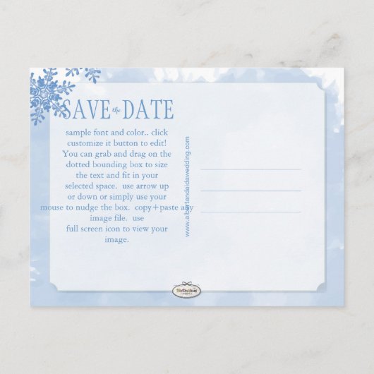 PixDezines/Save the Date/Schneeflocken Ankündigungspostkarte (Rückseite)