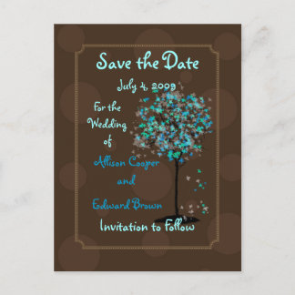 PixDezines Save the Date/Schokolade+blau Ankündigungspostkarte