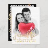 PixDezines Save the Date/Stilvolle Imitate Gold Sc Ankündigungspostkarte (Vorne/Hinten)